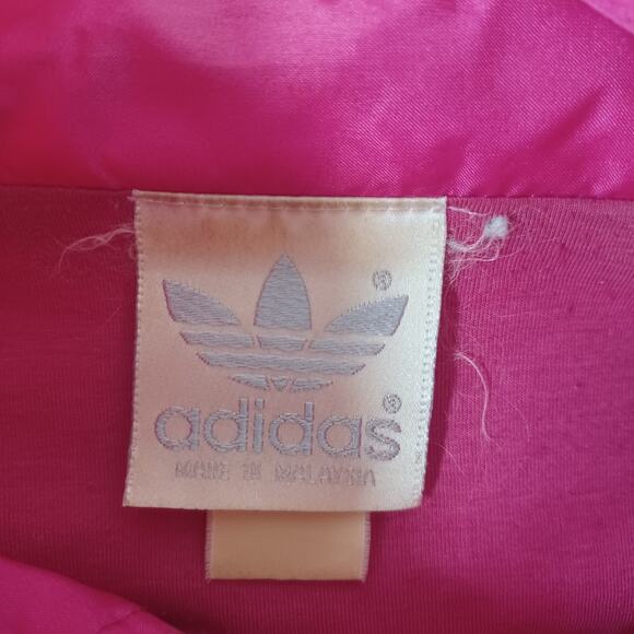Vintage Adidas Windbraker‎ Jacket Womens Medium Hot Pink Shiny Front Zip 80's - Picture 3 of 8